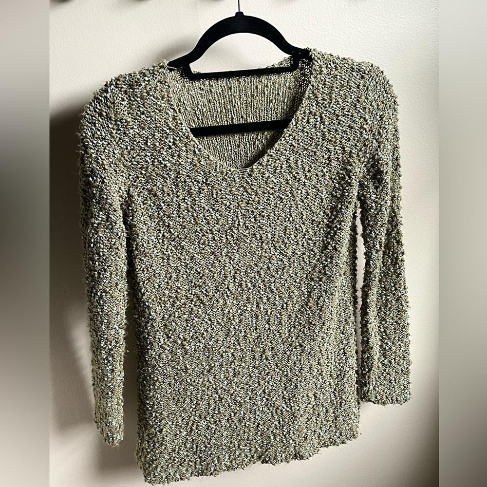 Hand knit Italian sweater, olive green